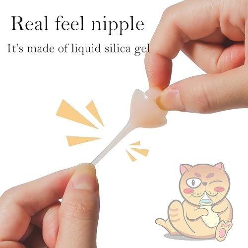 Feeding Silicone Nipple and Syringes for Newborn Kittens, Puppies, Rabbits, Small Animals Dongdong pet (1 Bottle+2 Mini Pink Nipples+4 Syringes) 1 Bottle+2 Mini Pink Nipples+4 Syringes - PawsPlanet Australia