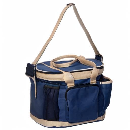Huntley Equestrian Deluxe Grooming Bag Perfectly Designed Easy Access Multi Pocket Zipper Top Closure Double Handles Shoulder Strap Exterior Pockets One Size Navy Blue