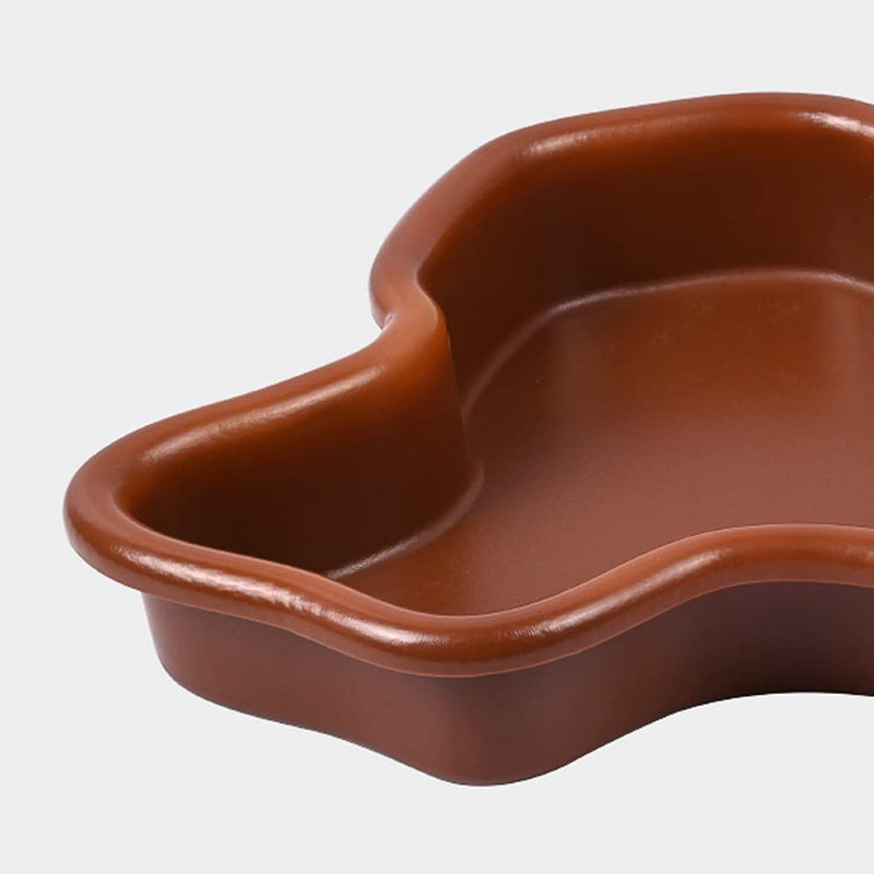 Flushbay Extra Large Reptile Bathing Pool Reptile Feeding Dish Water Bowl with Ramp Aquarium Ornament for Gecko, Snake, Turtle, Bearded Dragon, Lizard Bath (Brown) Brown - PawsPlanet Australia