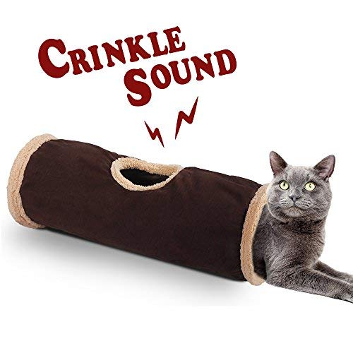 ALL FOR PAWS Collapsible Cat Tunnel Crinkle Cat Toys Play Tunnel Tube Lambswool - PawsPlanet Australia