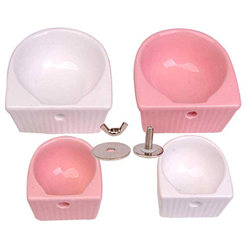 Small Animals Bowl, Detachable Cage Feeder Pet Ceramic Water & Food Feeder, Small Animal Supplies for Rabbit Parrot Squirrels Chinchilla Hamster Ferret (White, M) White Medium - PawsPlanet Australia