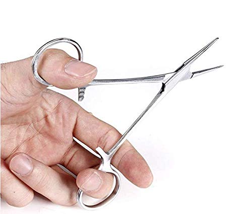 Hemostat Forceps, Stainless Steel Dog Cat Pet Scissors Ear Hair Clamp Fishing Scissors Tools (12.5cm Straight) 12.5cm Straight