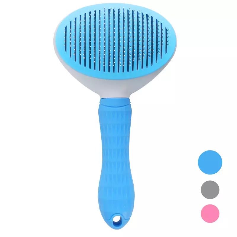 Self-Cleaning Pet Grooming Brush – Stainless Steel Slicker Brush for Dogs, Cats, Rabbits & Small Pets – Ideal for Shedding, Tangles, and Mats – Perfect for Short & Long Hair Breeds by (Blue) Blue - PawsPlanet Australia