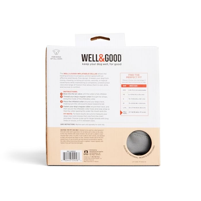 Well & Good Inflatable Collar for Dogs and Cats, 2X-Large/3X-Large