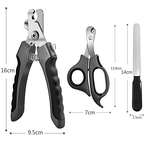 Pet Nail Clippers and Trimmers Set Safety Guard to Avoid Over Cutting Razor Sharp Blades Grooming Tool for All Small Large Dog Cat (Grey) Grey - PawsPlanet Australia