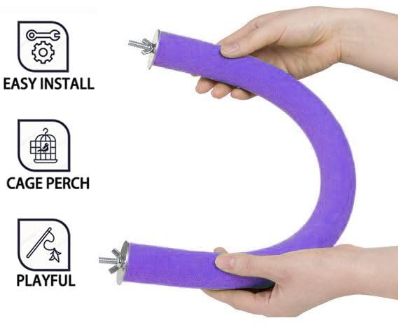 2Pcs 6.1Inch Purple U Shape Rough-surfaced Sands Stick Bird Perches Bird Cage Perches Toy for Regular to Large Bird Amazon, Grey Parrots, Parakeets,Macaw 6.1'X2 Purple - PawsPlanet Australia
