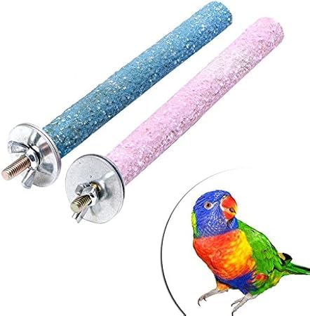 1Pc Color Random Bird Perch Stand Toy Wood Parrot Perch Stand Grinding Claw Sticks Sanded Surface Cage Toy for Parakeets Finches Parakeet Toys