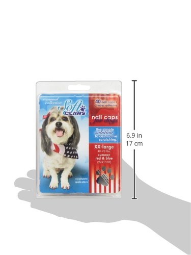 Soft Claws Canine Summer Colors Dog Nail Caps Kit, XX-Large, 40-Pack, Red and Blue Red, Blue - PawsPlanet Australia
