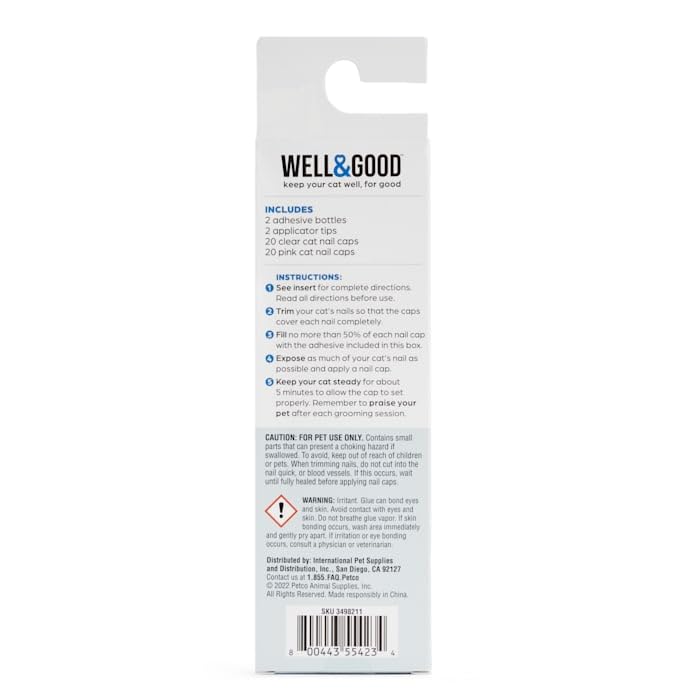 Well & Good Pink & Clear Cat Nail Caps X-Small - PawsPlanet Australia