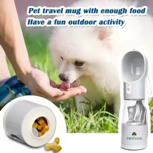 3-in-1 Portable Pet Water Bottle, Food Container & Waste Bag Dispenser – Leak-Proof Travel Feeder for Dogs & Cats by TROTULIN - PawsPlanet Australia