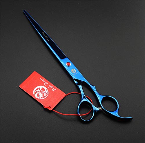 Purple Dragon 8.0 inch Dog Hair Cutting, Curved and Thinning Scissors Shear Pet Grooming Tool Kit Blue - PawsPlanet Australia