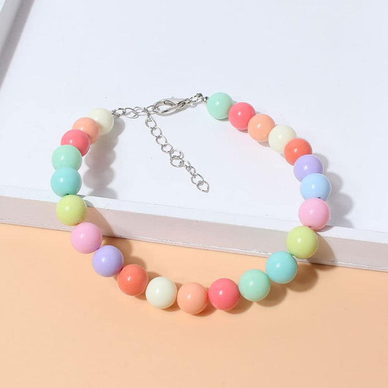 Pet Jewelry Candy Color Dog Pearl Collar Cute Teddy Necklace Jewelryc Chihuahua York Girl Clothing Dress Accessories(10+2.5 in) - PawsPlanet Australia