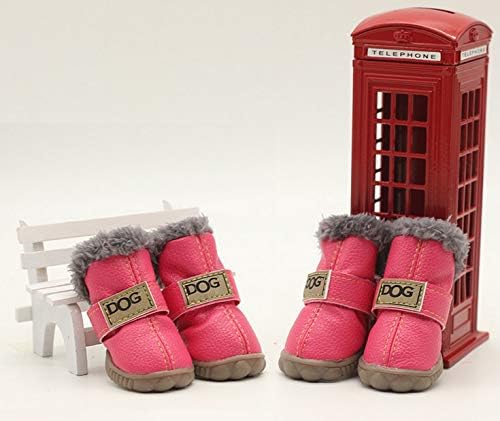 Colorful Warm Winter Little Pet Dog Boots Skidproof Soft Snowman Anti-Slip Sole Paw Protectors Small Puppy Shoes 4PCS (XL, Pink) XL - PawsPlanet Australia