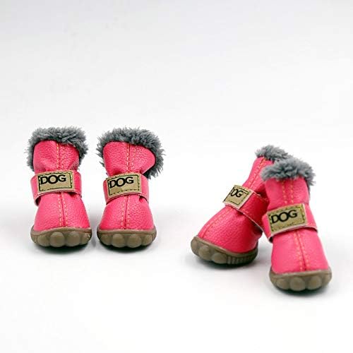 Colorful Warm Winter Little Pet Dog Boots Skidproof Soft Snowman Anti-Slip Sole Paw Protectors Small Puppy Shoes 4PCS (XL, Pink) XL - PawsPlanet Australia