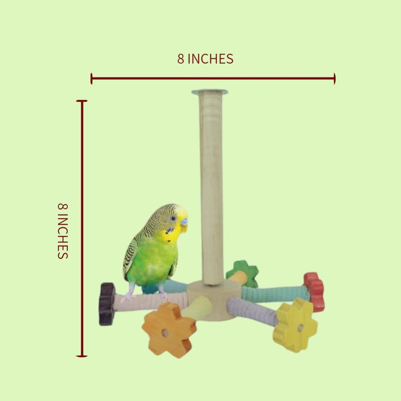 Flower Bird Stand Perch Toy, Interactive Spinning Parakeet Toys, Wooden Exercise Wheel Parrot Toy, Colorful Enrichment Cockatiel Toy for Birds Cage, Bird Cage Accessories Perch Toys for Budgies - PawsPlanet Australia
