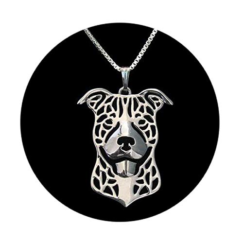 Pitbull Dog Sterling Silver Necklace Dangle Earrings Set by Ginger Lyne Ears Down Puppy Dog Pet Pendant Box Chain Doggie Animal Paw Print Heart Jewelry for Pit Bull Mom Ears Down Necklace - PawsPlanet Australia