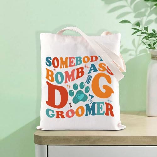 FOTAP Dog Groomer Gift Pet Groomer Tote Bag Somebody's Bomb As Dog Groomer Shoulder Bag Dog Stylist Gift Appreciation Gift Dog Groomer Tote - PawsPlanet Australia
