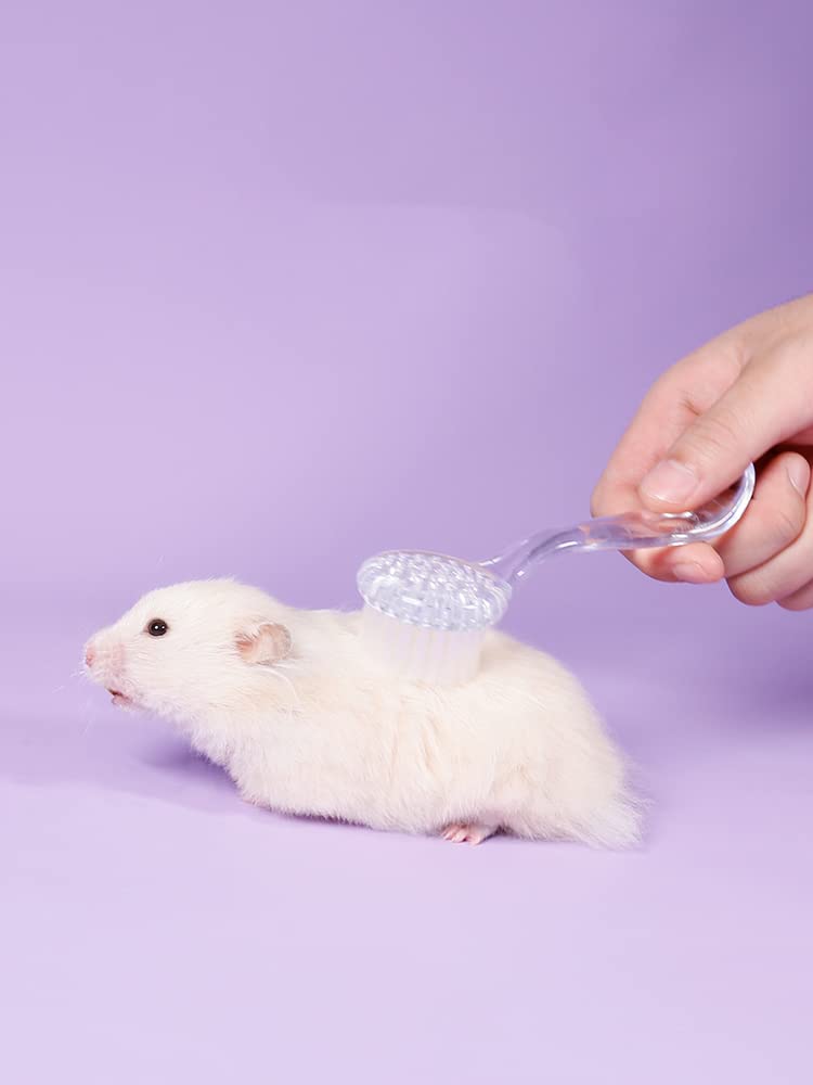 3 Pack Small Animal Grooming Brush - Hair Brush with Lid Soft Cleansing Bristles for Hamster Guinea Pig Rabbit Chinchilla Ferret Massage Combs Cleaning Supplies (3 Pack, White+Purple+Blue) 3 Pack