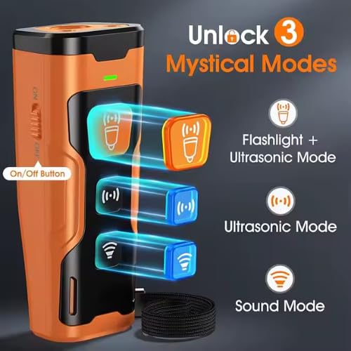 Dog Bark Deterrent Device, Ultrasonic Anti Barking, Rechargeable Anti-Barking Device for Dogs Safe & Effective Portable Anti Barking 33FT Bark Control Indoor Outdoor with Flashlight