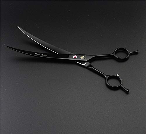 Purple Dragon 8.0 inch Dog Hair Cutting, Curved and Thinning Scissors Shear Pet Grooming Tool Kit Black - PawsPlanet Australia
