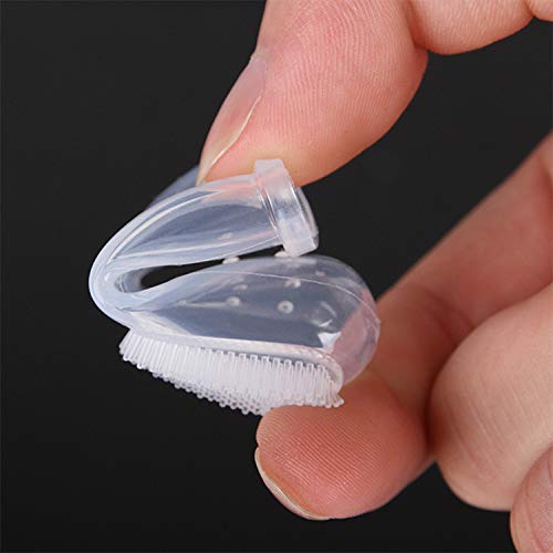 WANGCL 10 Pieces Soft Silicone Pet Finger Toothbrush, Tooth Cleaner Dog Cat Teeth Cleaning (Clear)