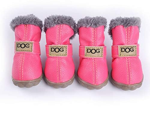 Colorful Warm Winter Little Pet Dog Boots Skidproof Soft Snowman Anti-Slip Sole Paw Protectors Small Puppy Shoes 4PCS (XL, Pink) XL - PawsPlanet Australia