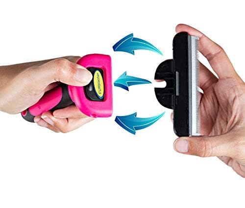 DakPets Stainless Steel Pet Deshedding Tool - Grooming Brush for Cats and Dogs, Removes Trapped Hair, Reduces Shedding by Up to 95%, All Hair Types, Includes Protective Blade Cover, Pink, 4 inches - PawsPlanet Australia