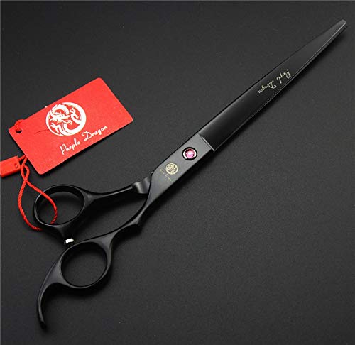 Purple Dragon 8.0 inch Dog Hair Cutting, Curved and Thinning Scissors Shear Pet Grooming Tool Kit Black - PawsPlanet Australia