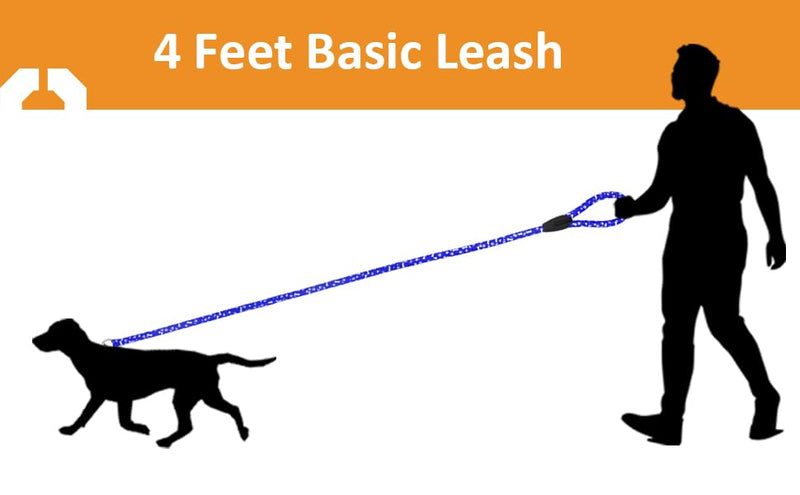 Durable Dog Leash for Small, Medium and Large Dogs - Heavy-Duty Nylon Leash for Comfort and Control - Perfect for Walking, Running, and Training (Blue, 4 Feet) Bone Blue - PawsPlanet Australia