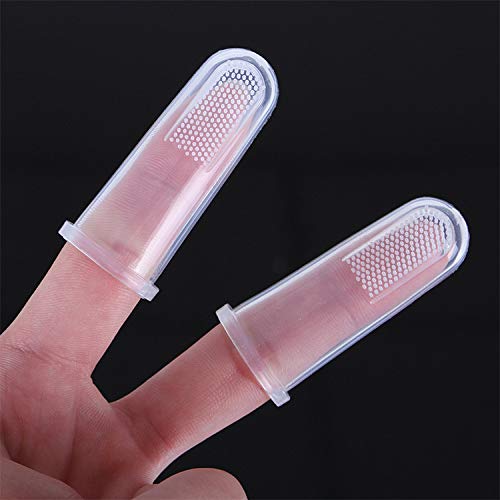 WANGCL 10 Pieces Soft Silicone Pet Finger Toothbrush, Tooth Cleaner Dog Cat Teeth Cleaning (Clear)
