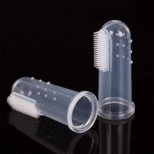 WANGCL 10 Pieces Soft Silicone Pet Finger Toothbrush, Tooth Cleaner Dog Cat Teeth Cleaning (Clear)