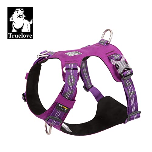 WINHYEPET Truelove Explosion-proof Waterproof Fabric Dog Harness High Density Nylon Webbing Light-weight Outdoor Product Suitable Small and Medium Large Dog TLH6282(Purple, S) Purple - PawsPlanet Australia