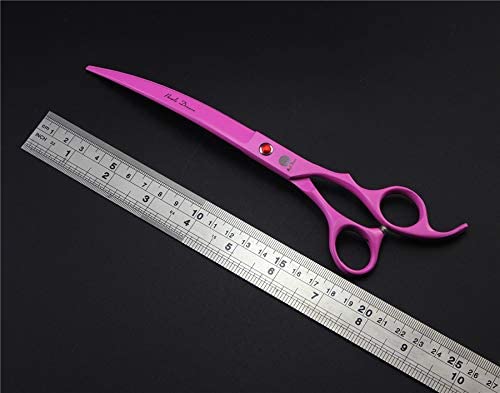 Purple Dragon Professional 7.0 inch 4PCS Pet Grooming Scissors Kit Japan Premium Steel Straight & Curved & Thinning Blade Dog Hair Cutting Shears Set with Case Pink - PawsPlanet Australia