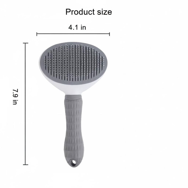 Self Cleaning Slicker Brush for Dogs Cats Bunnies - One-Click Pet Grooming Shedding Tool, Removes Loose Undercoat Tangles, Gentle Massaging Bristles for Long/Short Hair Pets Grey
