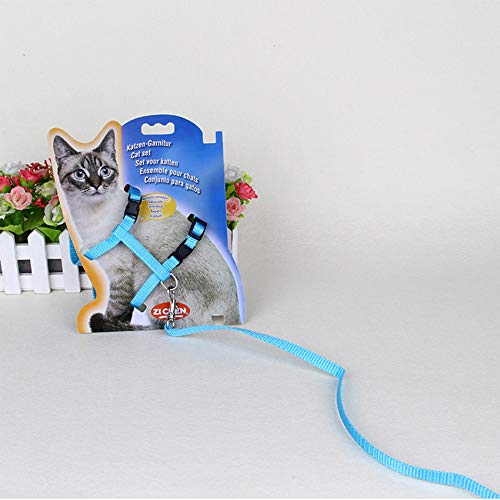 Gizhome 2 Pack Cat Harness and Leash Adjustable Halter Harness Nylon Strap Belt Safety Rope Leads for Kitten, Orange & Light Blue - PawsPlanet Australia