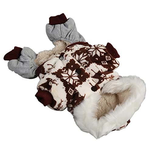 Christmas Dog Hooded Coat Thick Snowflake Elk Dog Winter Jacket for Small Medium Dogs (M) M