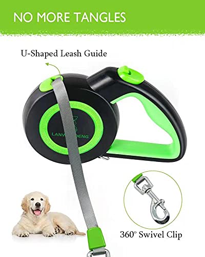 Chew Proof Retractable Dog Leash with 2 Heavy Duty Anti-Chewing Wire Ropes, 16FT Leashes 360 Tangle Free for 2 Dogs, Dual Dog Lead for Small/Medium/Large Dogs Medium Green - PawsPlanet Australia