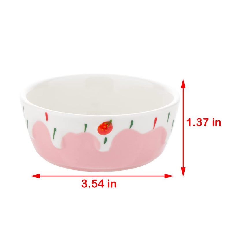 2 Pcs Hamster Ceramic Bowl, Small Animals Anti-Turning Food Water Bowl for Rabbit Hamster Guinea Pig Hedgehog Squirrel (Pink and Red)