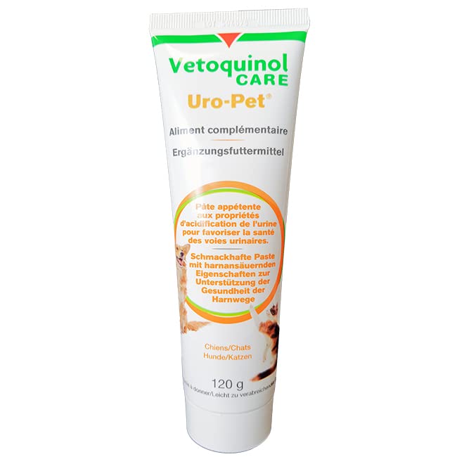 Vetoquinol Uro Pet Paste | Pack of 3 | 3 x 120g | Supplementary Feed for Dogs and Cats | To Support the Health of the Urinary Tract | With Amino Acid DL-Methionine