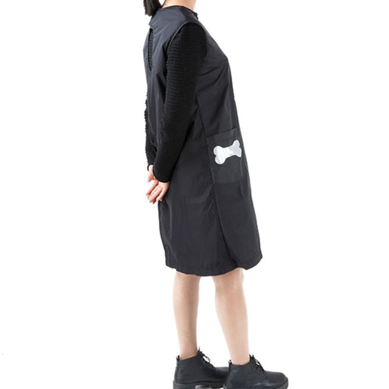 VALICLUD Practical nylon pet shop uniform in black for cats and pets. Comfortable for grooming and home use.