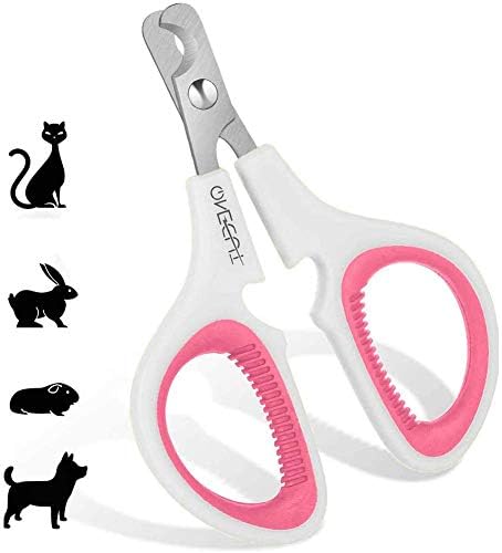 OneCut Pet Nail Clippers, Update Version Cat & Kitten Claw Nail Clippers for Trimming, Professional Pet Nail Clippers Best for a Cat, Puppy,Rabbit, Kitten & Small Dog,Sharp & Safe (Pink) Pink