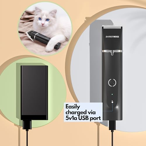 BarberBoss Cordless Pet Grooming Kit for Dogs & Cats, Dog Clippers with Nail Grinder, Quiet Pet Hair Trimmer, USB Rechargeable Groomer Set, Cordless Clippers for Cats - PawsPlanet Australia
