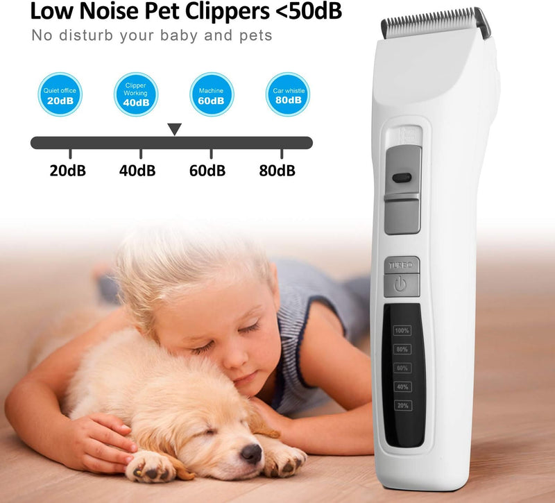 Dog Clippers Professional Dog Shaver Clippers Dog Grooming Clippers Pet Trimmers Clippers Quiet Pet Clippers Dog Grooming Kit Cordless LCD Display Low Noise Electric Dog Shaver Clippers - PawsPlanet Australia