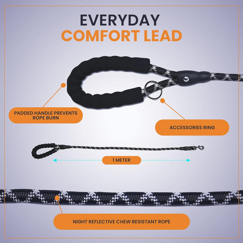 iYoShop Dual Dog Leash, Double Dog Leash, 360 Swivel No Tangle Double Dog Walking Training Leash, Comfortable Shock Absorbing Reflective Bungee for Two Dogs, Black, Medium Large Medium/Large - PawsPlanet Australia