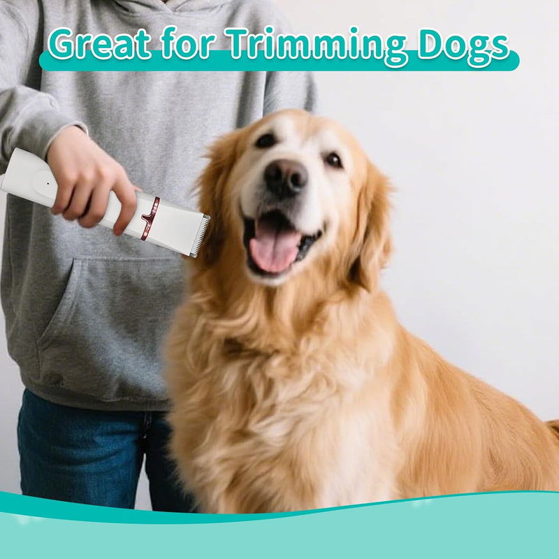 Masagotti Dogs Hair Clippers Grooming Kit with Nail Grinder, 4 in 1 Cordless Electric Trimmer Low Noise USB Rechargeable Pet Clippers for Dogs Cat,Grooming Paws, Eyes, Ears, Face,Matted Hair Dog Hair Clippers Kit
