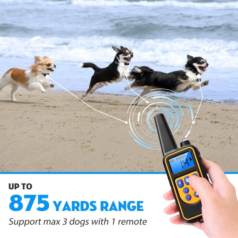 Dog Shock Collar with Remote Control – IP67 Waterproof Dog Training Collar with Beep, Vibration, Shock, Flashlight, Long-Lasting Battery, Safe for Dogs 8–120 lbs Orange
