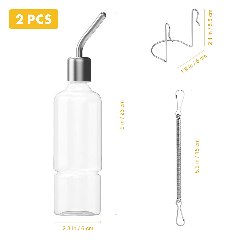 TEHAUX Parrot Water Feeder Pet Hanging Water Feeding Bottle No Drip Dispenser Pet Supplies with Stainless Steel Ball Nipple for Rabbits Guinea Pigs Hamsters Chinchillas 2pcs - PawsPlanet Australia