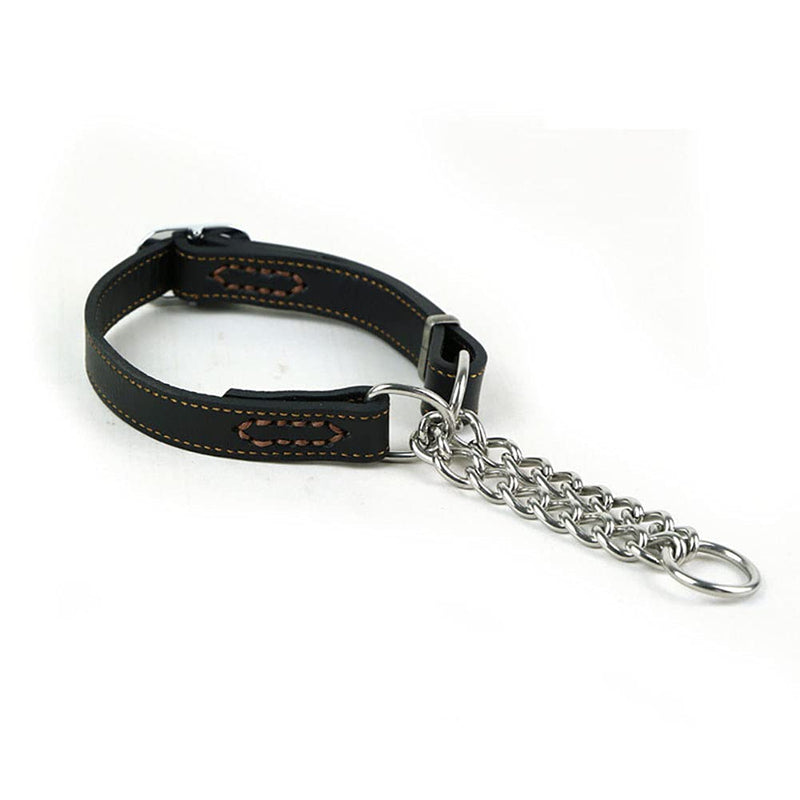 Love Dream Martingale Collars for Dogs, Leather Training Dog Collar, Stainless Steel Chain Anti-Escape No Pull Dog Collar for Medium Large Dogs (M(13.8"-18.9"), Black) M(13.8"-18.9") - PawsPlanet Australia