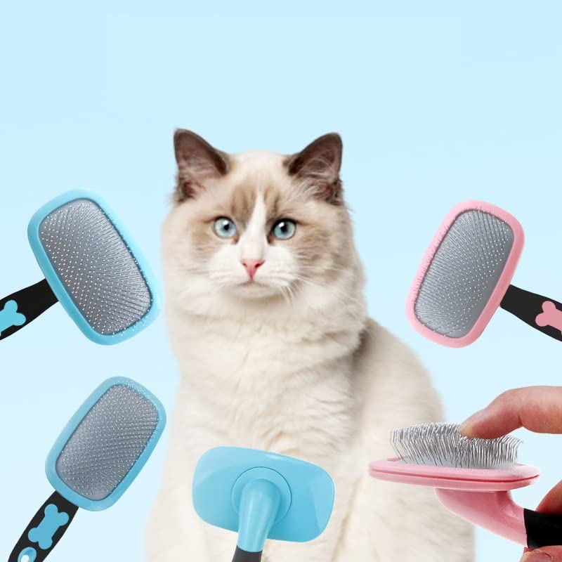 Slicker Brush, PETPAWJOY Dog Brush Gently Cleaning Pin Brush for Shedding Dog Hair Brush for Small Dogs Puppy Yorkie Poodle Rabbits Cats - PawsPlanet Australia