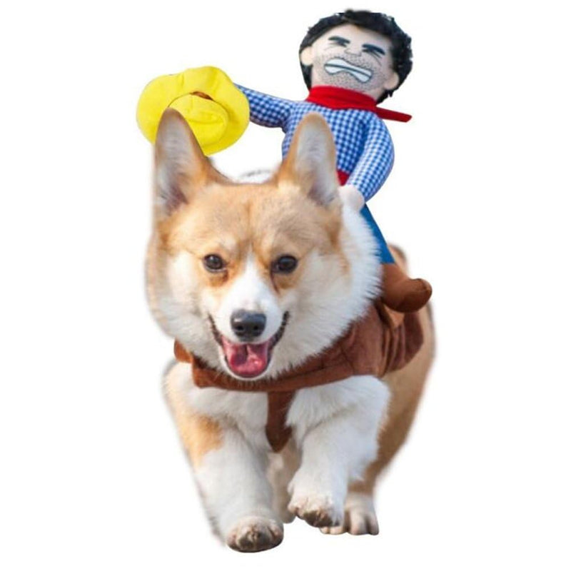 Deluxe Cowboy Rider Pet Costume - Funny Dog Halloween Outfit with Doll and Hat, Adjustable Knight Style Costume for Labs, German Shepherds, and Golden Retrievers, and More (XS) XS